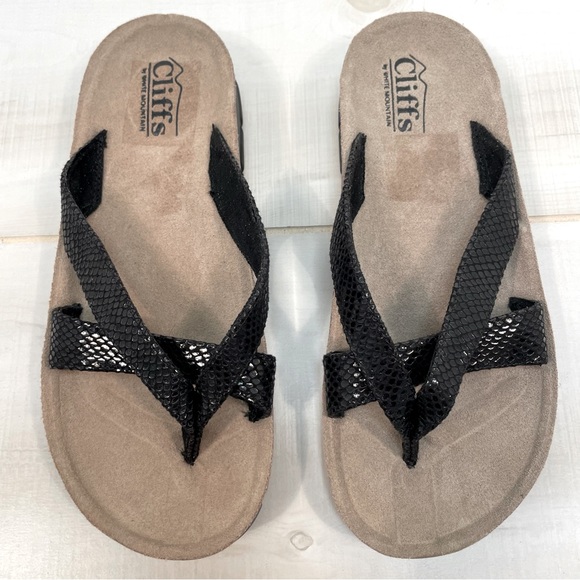 NWOB White Mountain Cliffs Black Cork Bed Manmade Sandals Sz 6 - Picture 1 of 9